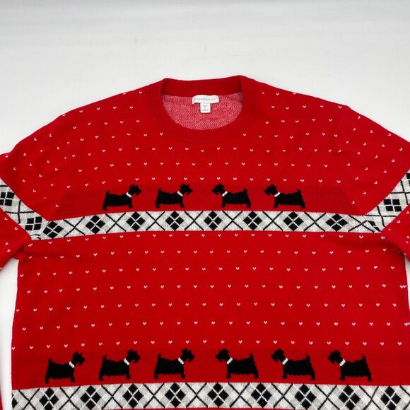 Charter Club Sweater Scottie Dogs Argyle Print Red Scottish Terrier Men Sz Large - Picture 5 of 12